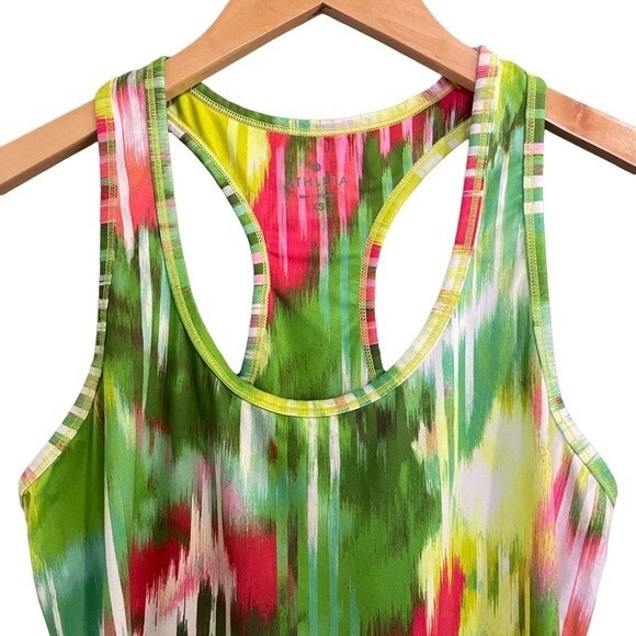 Athleta Top Wailea Chi Racerback Running Tank Tropical Multicolor Womens Size XS - Picture 4 of 9